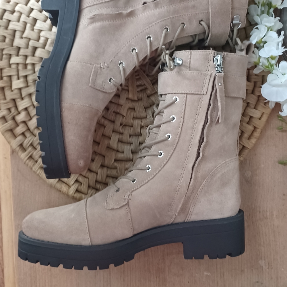 Sam Edelman junio tan suede womens ankle boots boho camo neutral 8 travel Sku 21